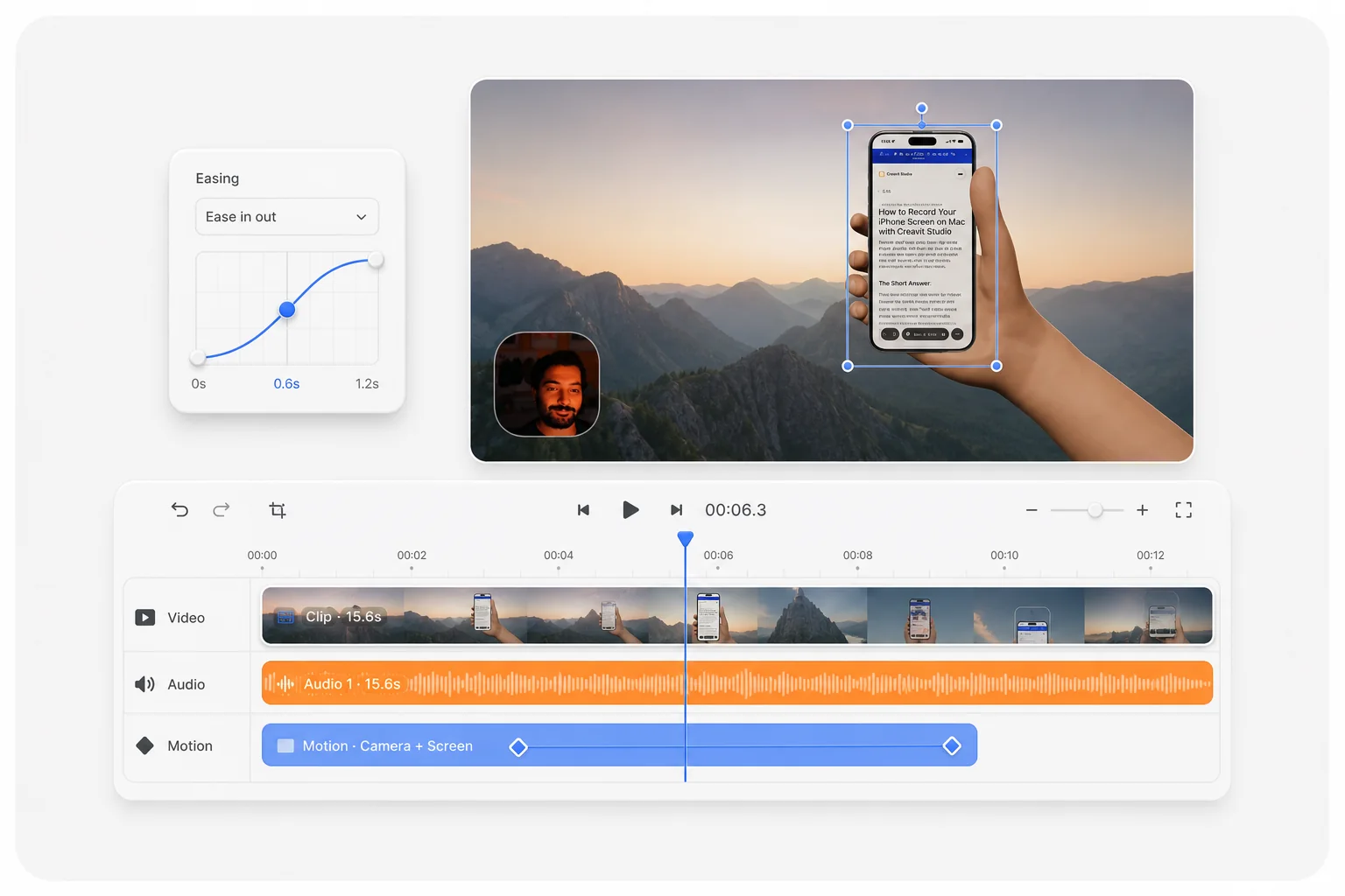 Creavit Studio editor in light mode
